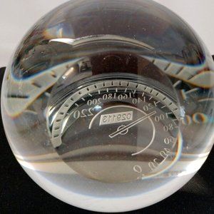 Godinger Crystal Paperweight Heavy Tachometer Sculpture  3 1/2x4 1/2